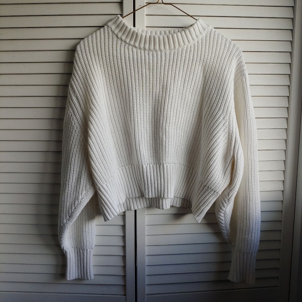 white knit sweater